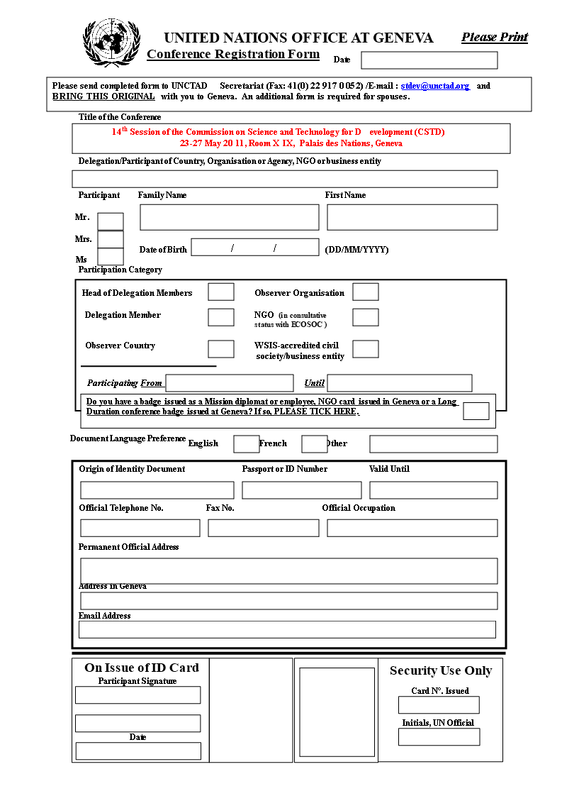 Kostenloses Printable Conference Registration Form Word In Camp Registration Form Template Word