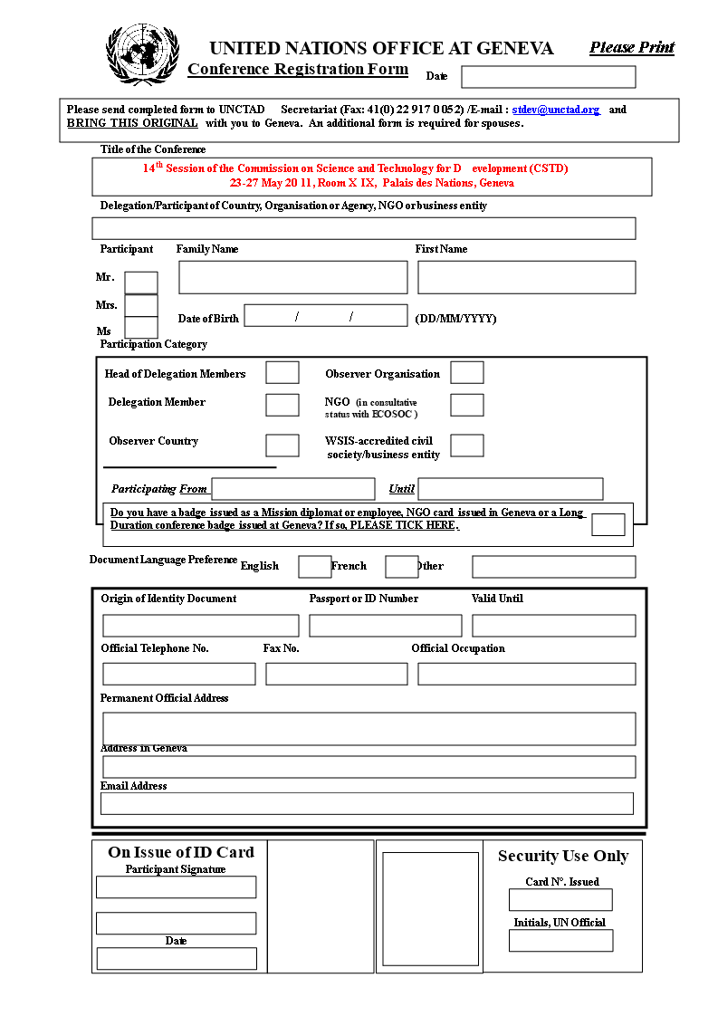 Registration Form Template Word Free