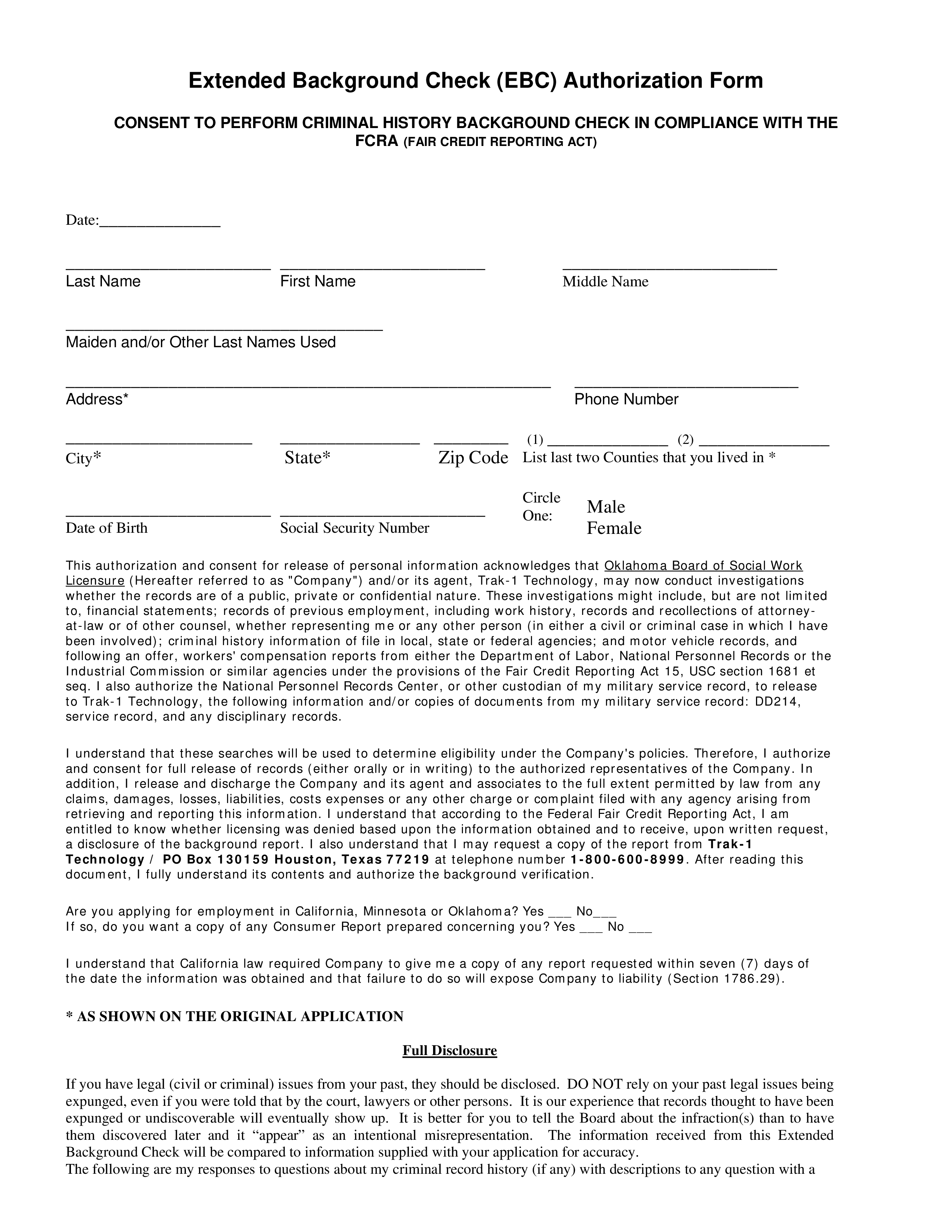 extended background check authorization form Hauptschablonenbild