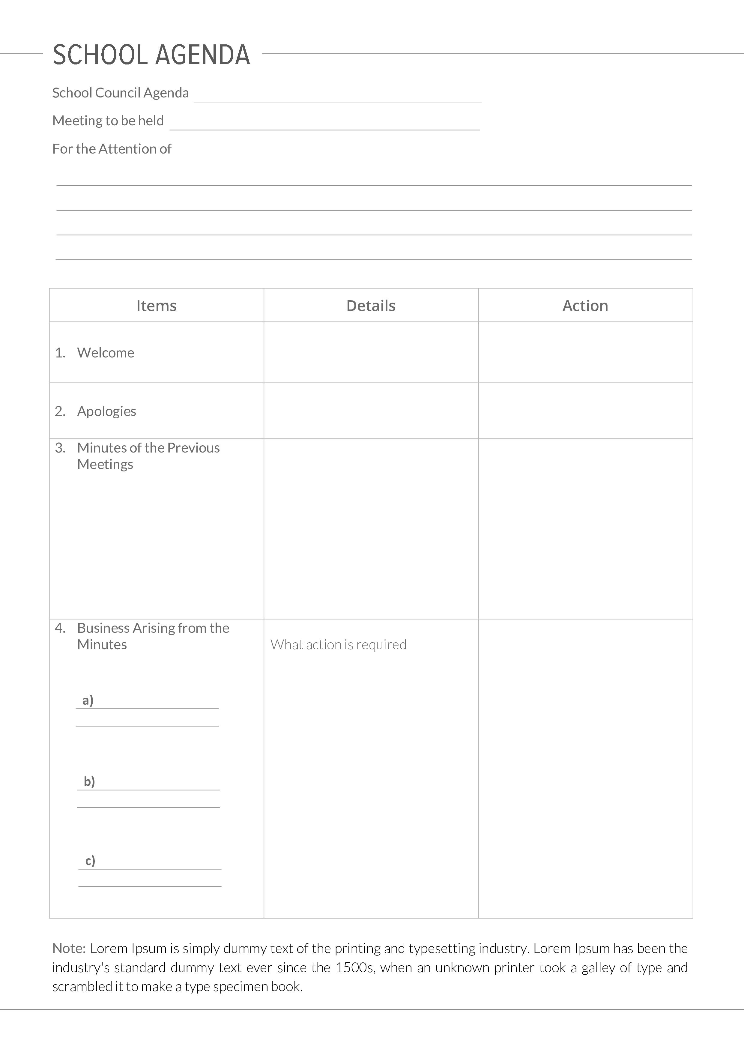 school council agenda meeting voorbeeld afbeelding 