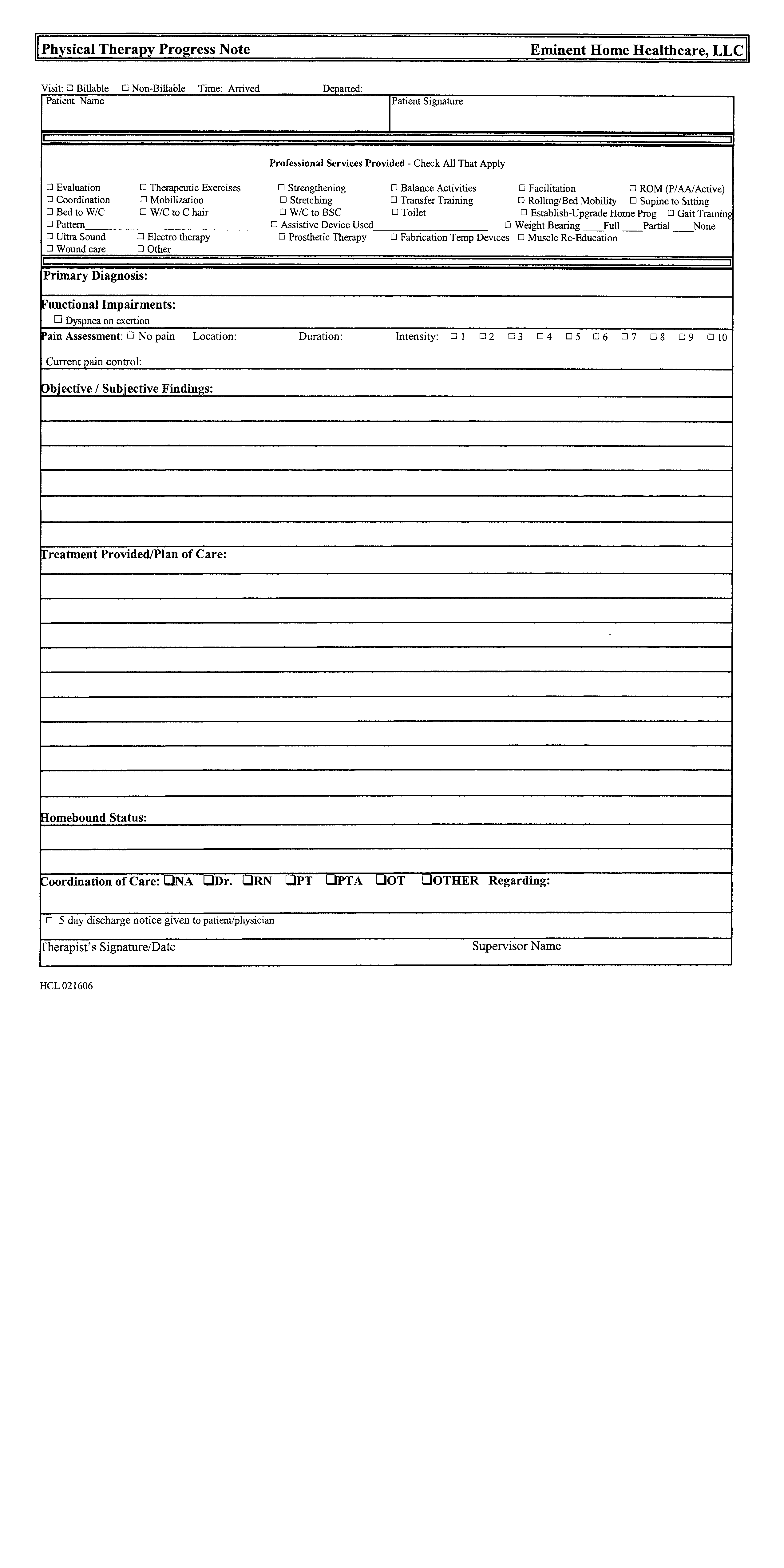 Psychotherapy Progress Note Template