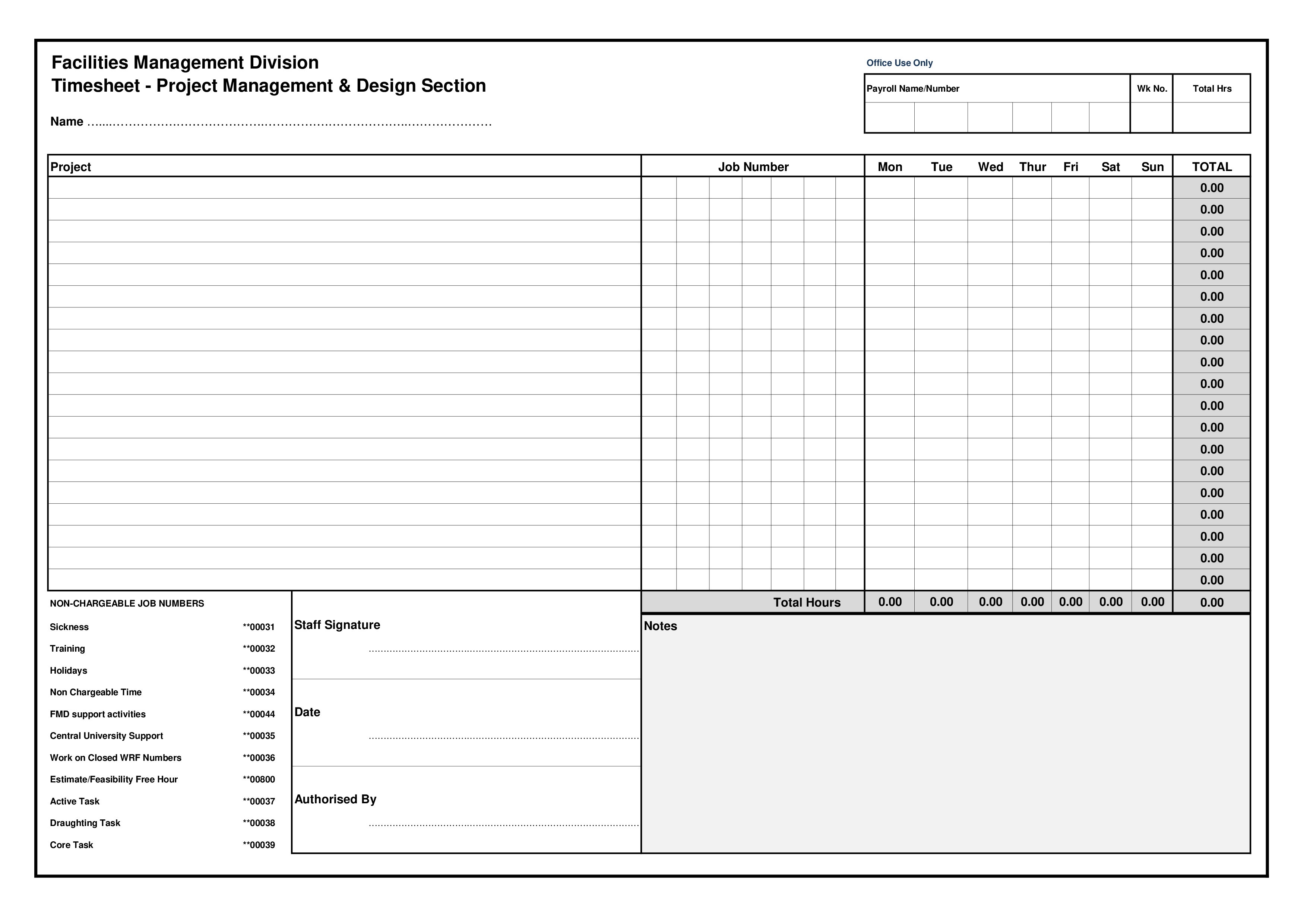 Project Time Sheet 模板