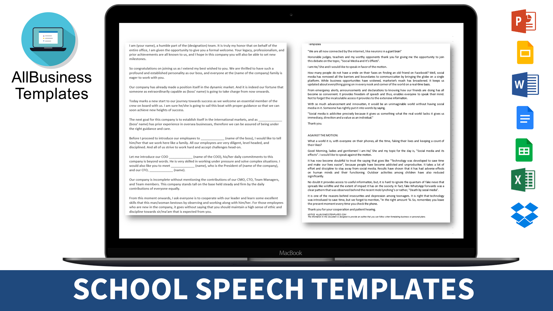 school debate speech template