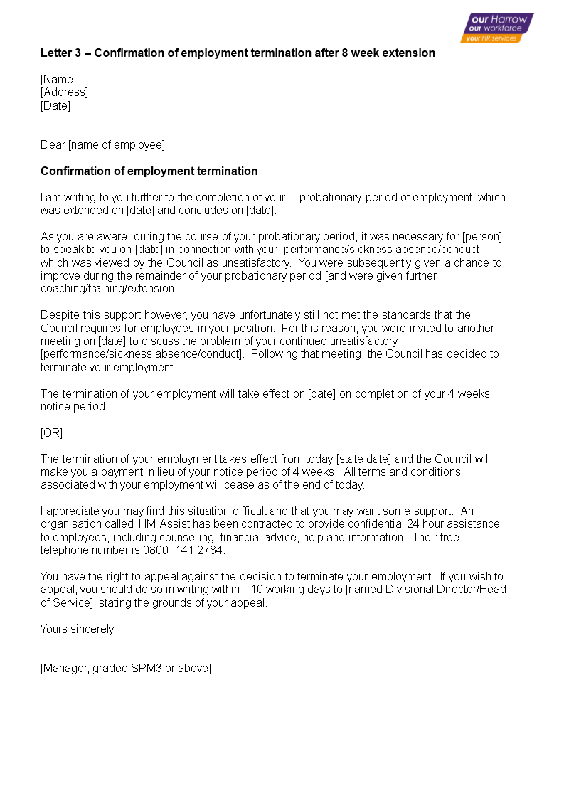 employment termination confirmation letter voorbeeld afbeelding 