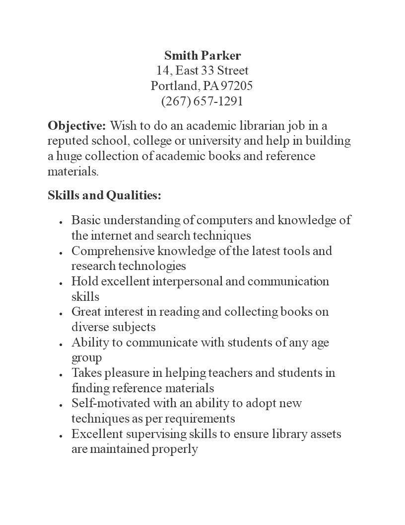 academic librarian template