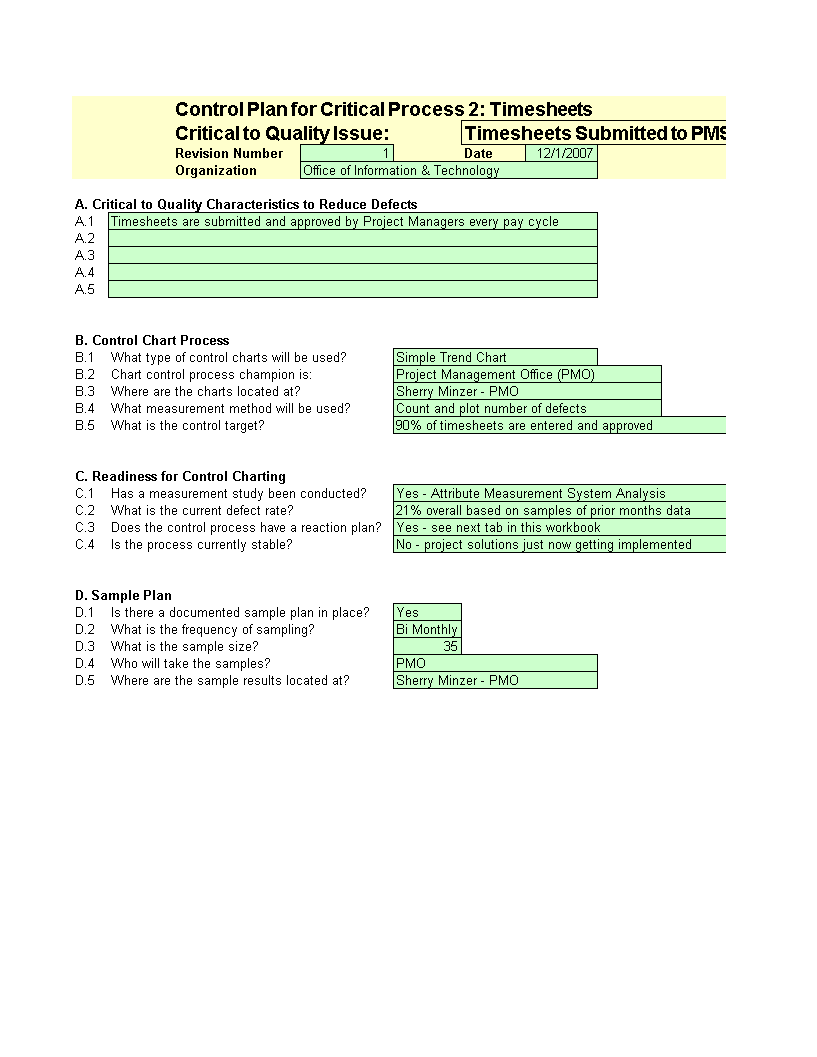 control and reaction plan modèles