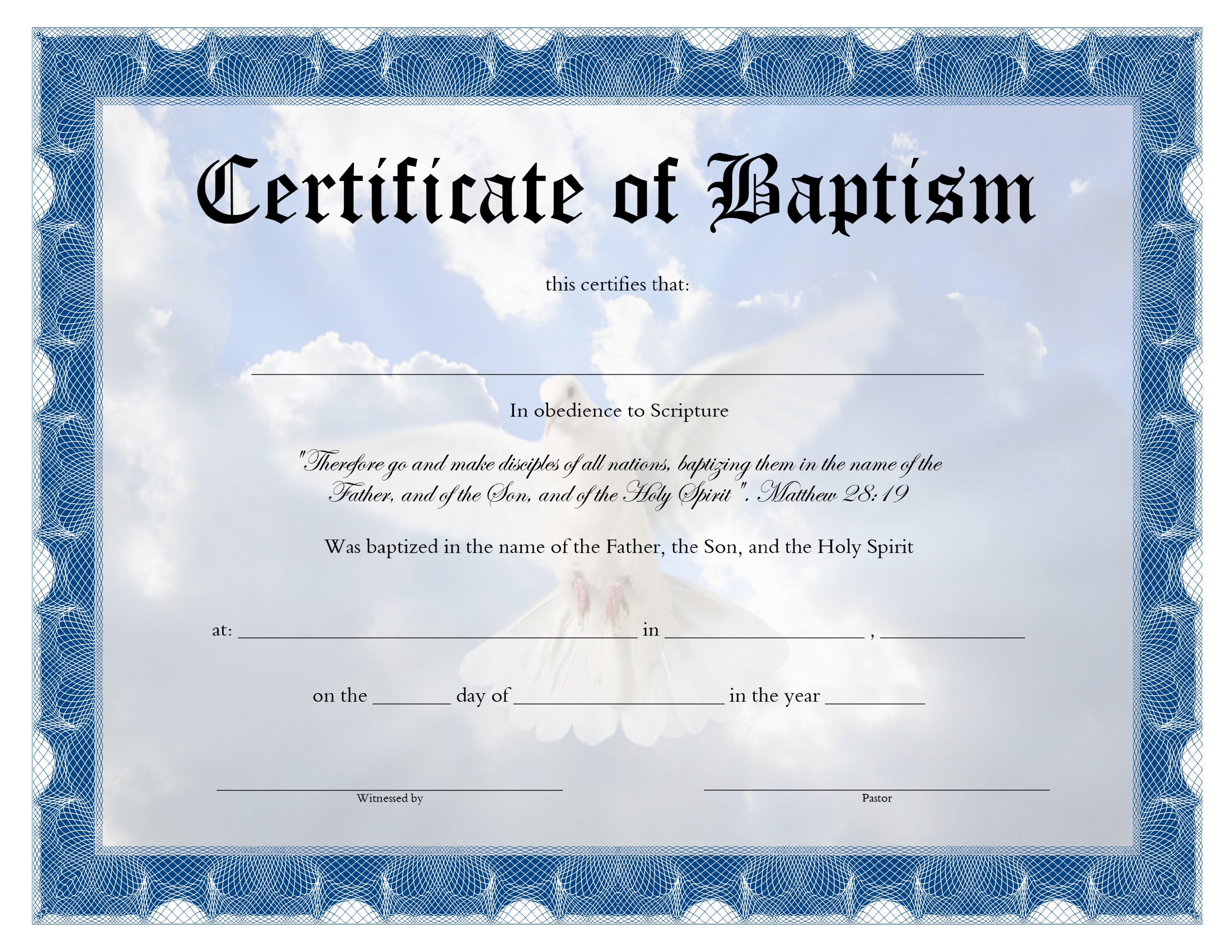 baptism certificate template