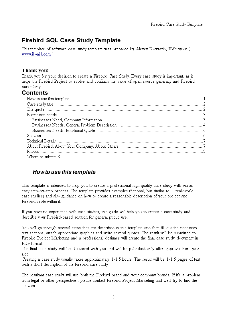 firebird case study word template