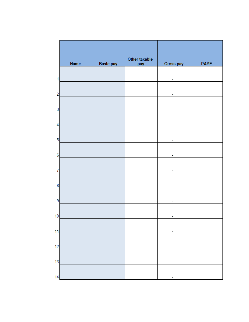 payroll template example template