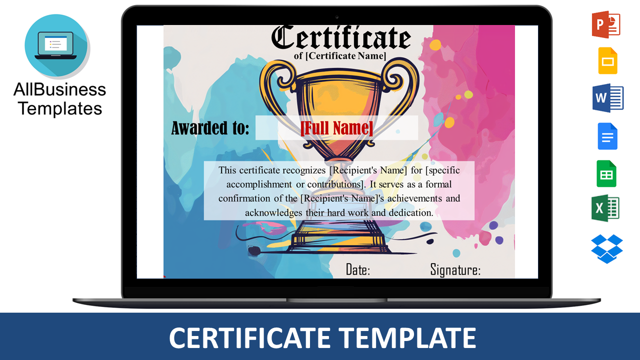 powerpoint certificate template voorbeeld afbeelding 