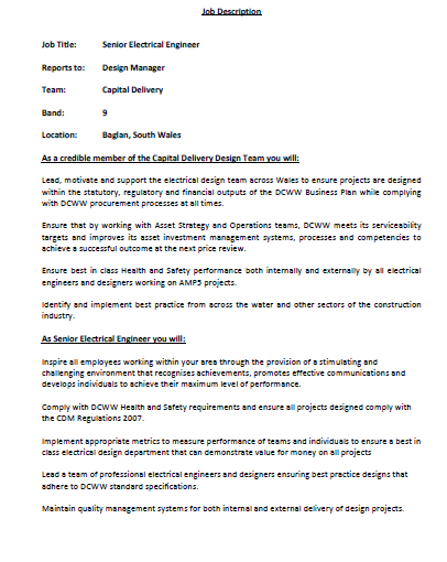 senior electrical engineer job description template template