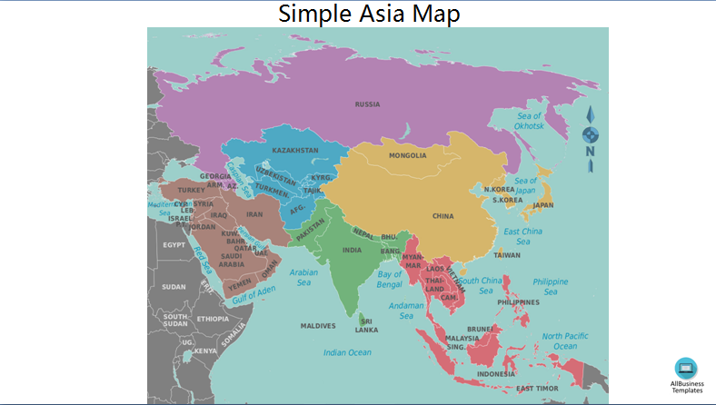 Simple Asia Map Outline Templates At Allbusinesstemplates Com