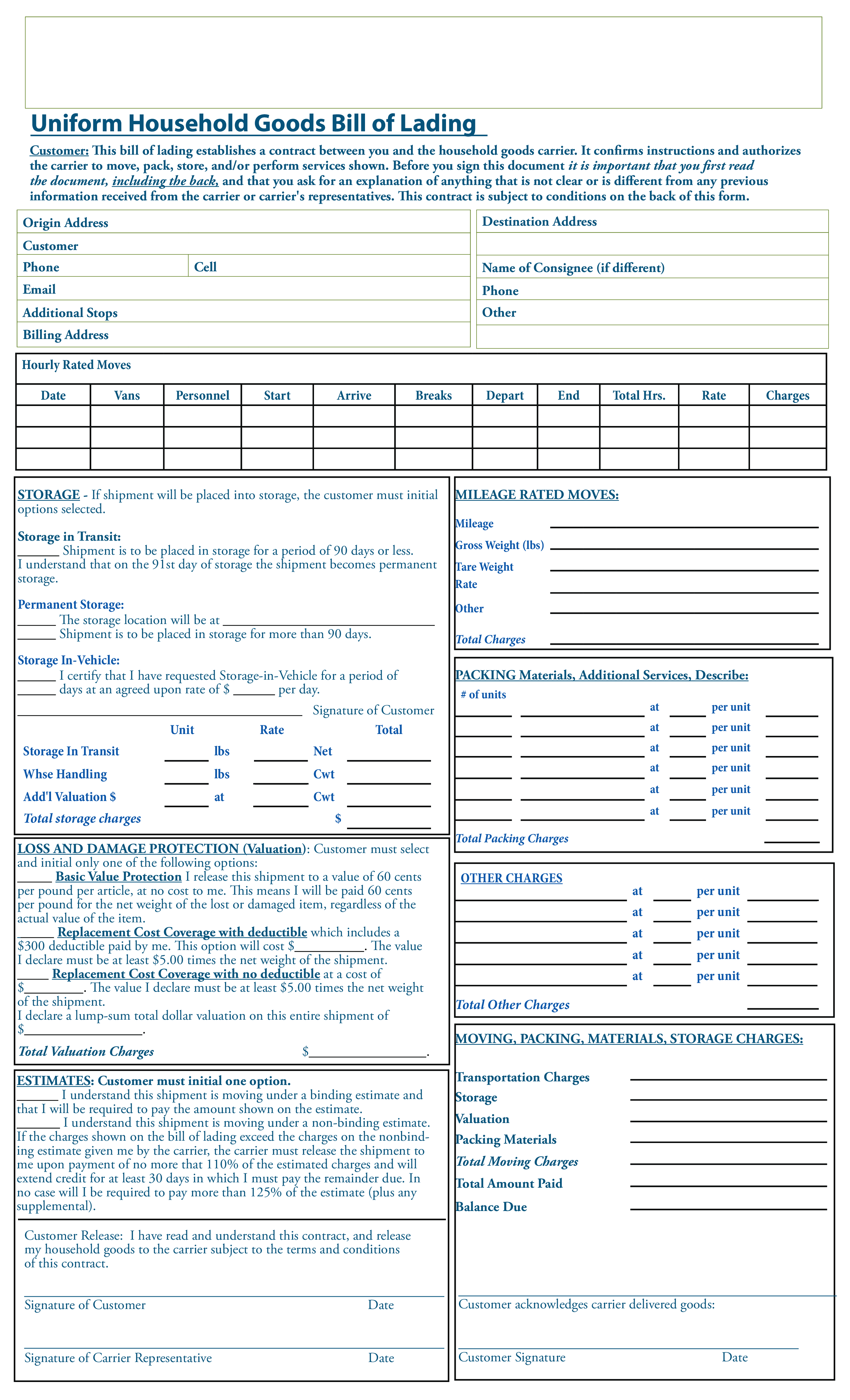 sample bill of lading plantilla imagen principal