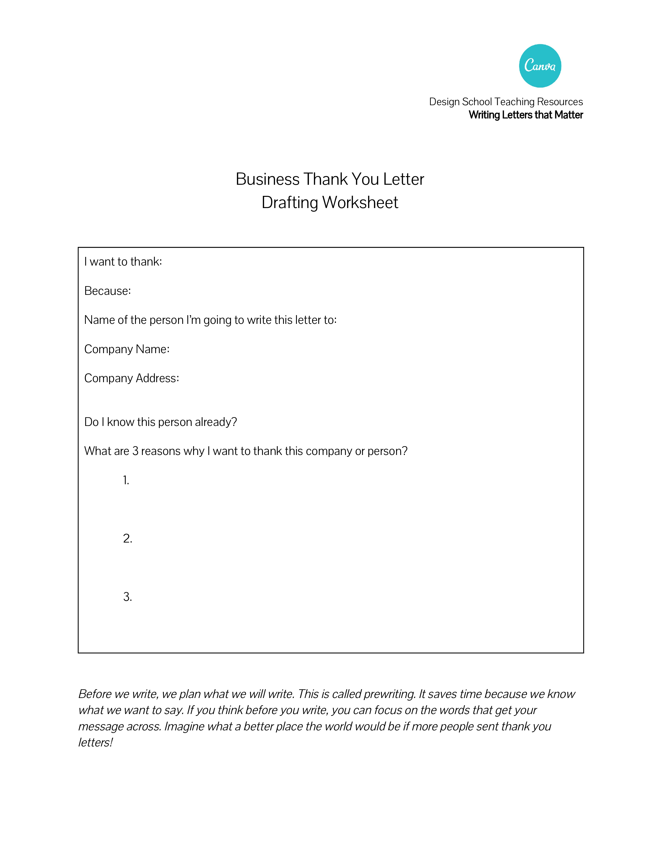 Formal Business Thank You Letter Template