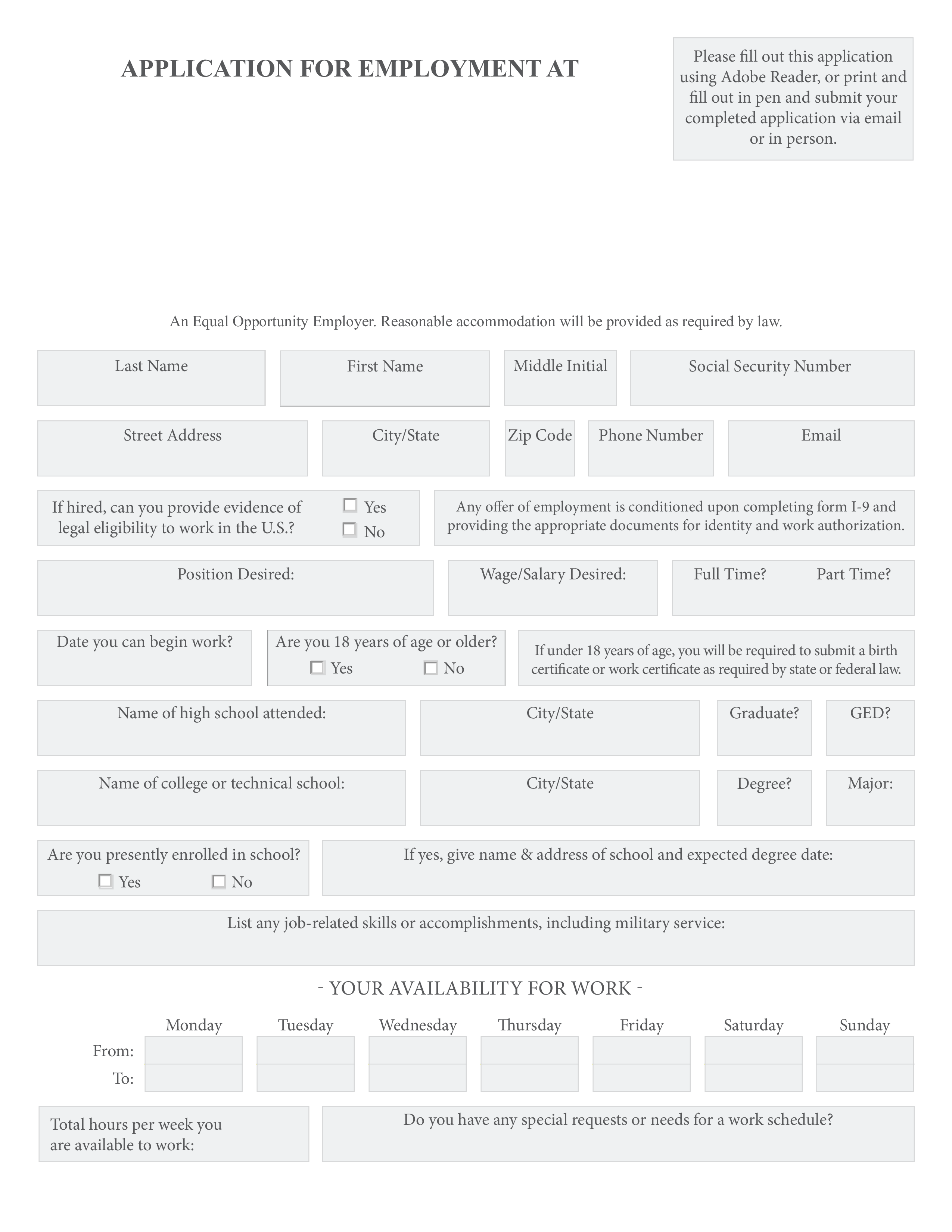 technical school employee job application form voorbeeld afbeelding 