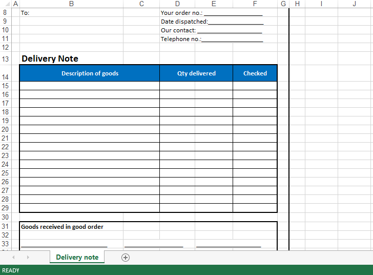  Delivery Note Template Free Download Printable Templates