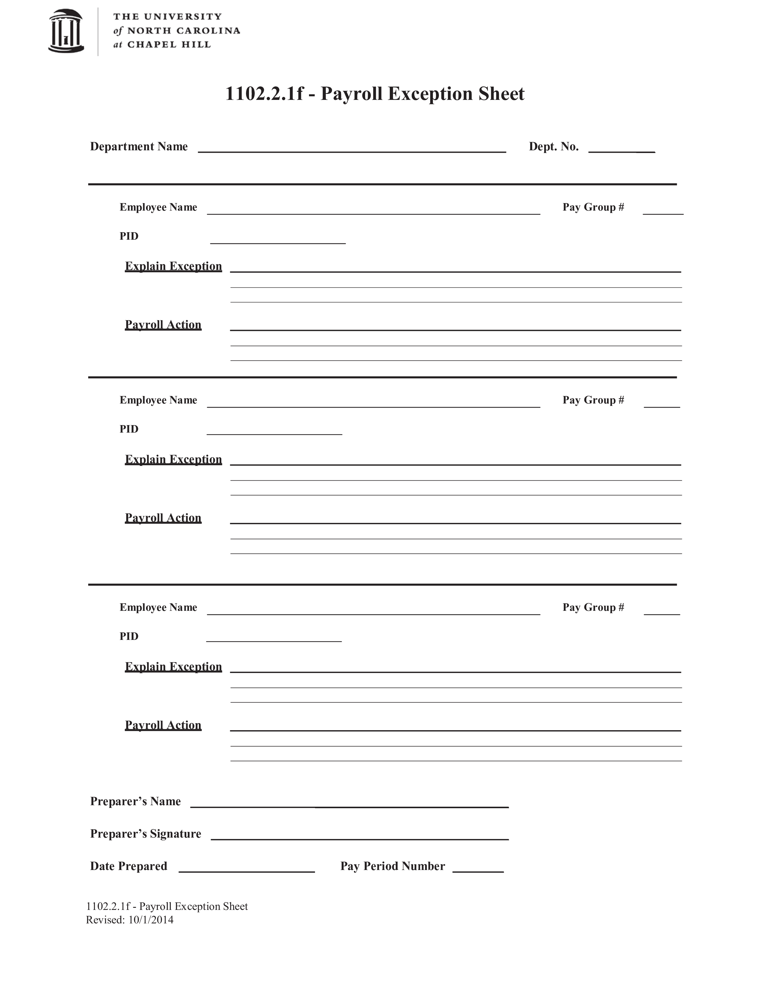 Payroll Exception 模板