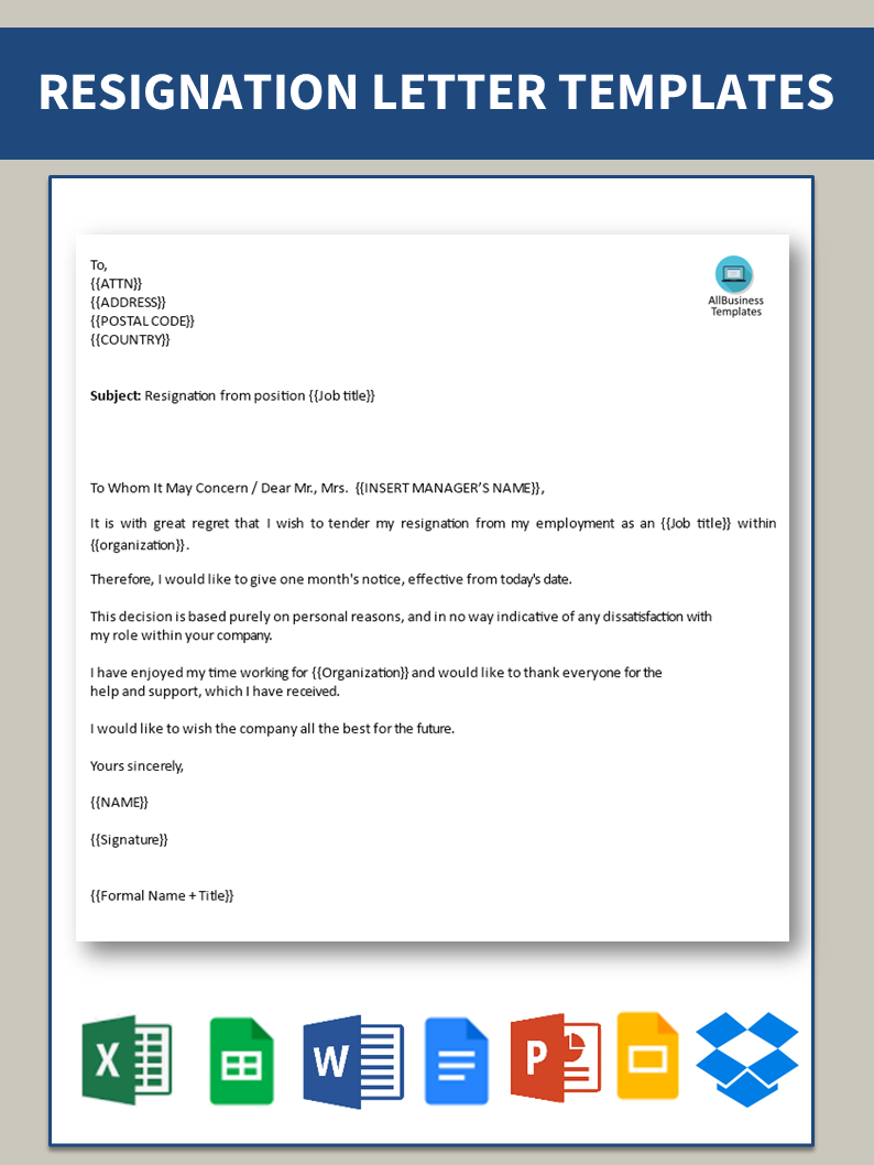 standard resignation letter voorbeeld afbeelding 