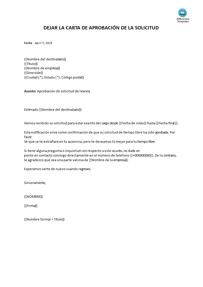 aprobación de solicitud de licencia Hauptschablonenbild