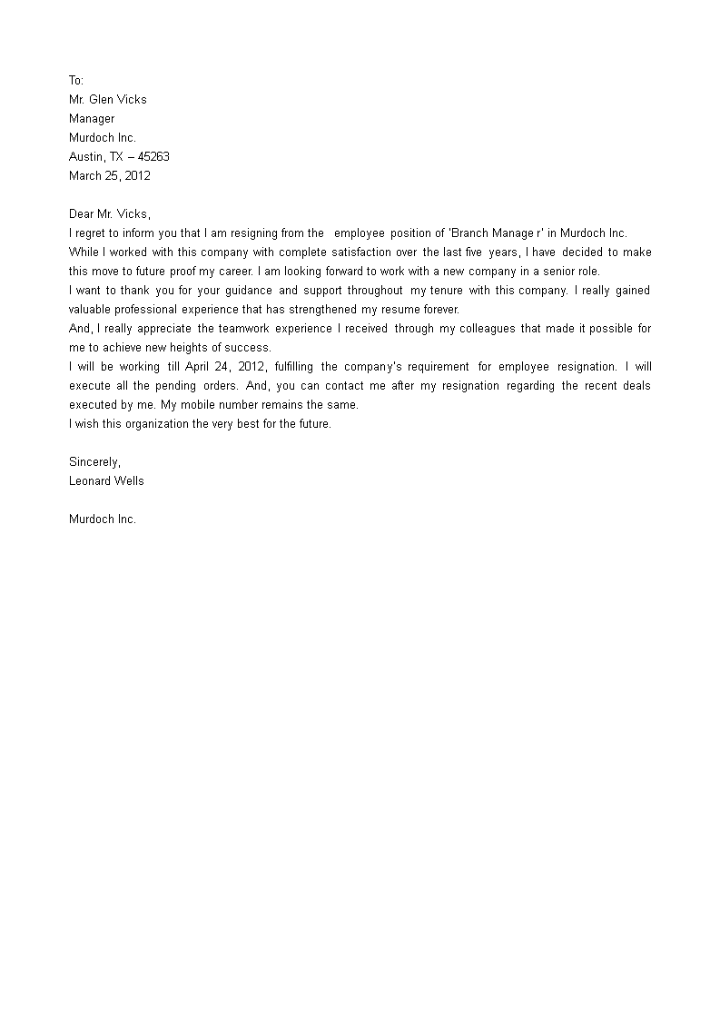 thank you letter to employee after resignation plantilla imagen principal