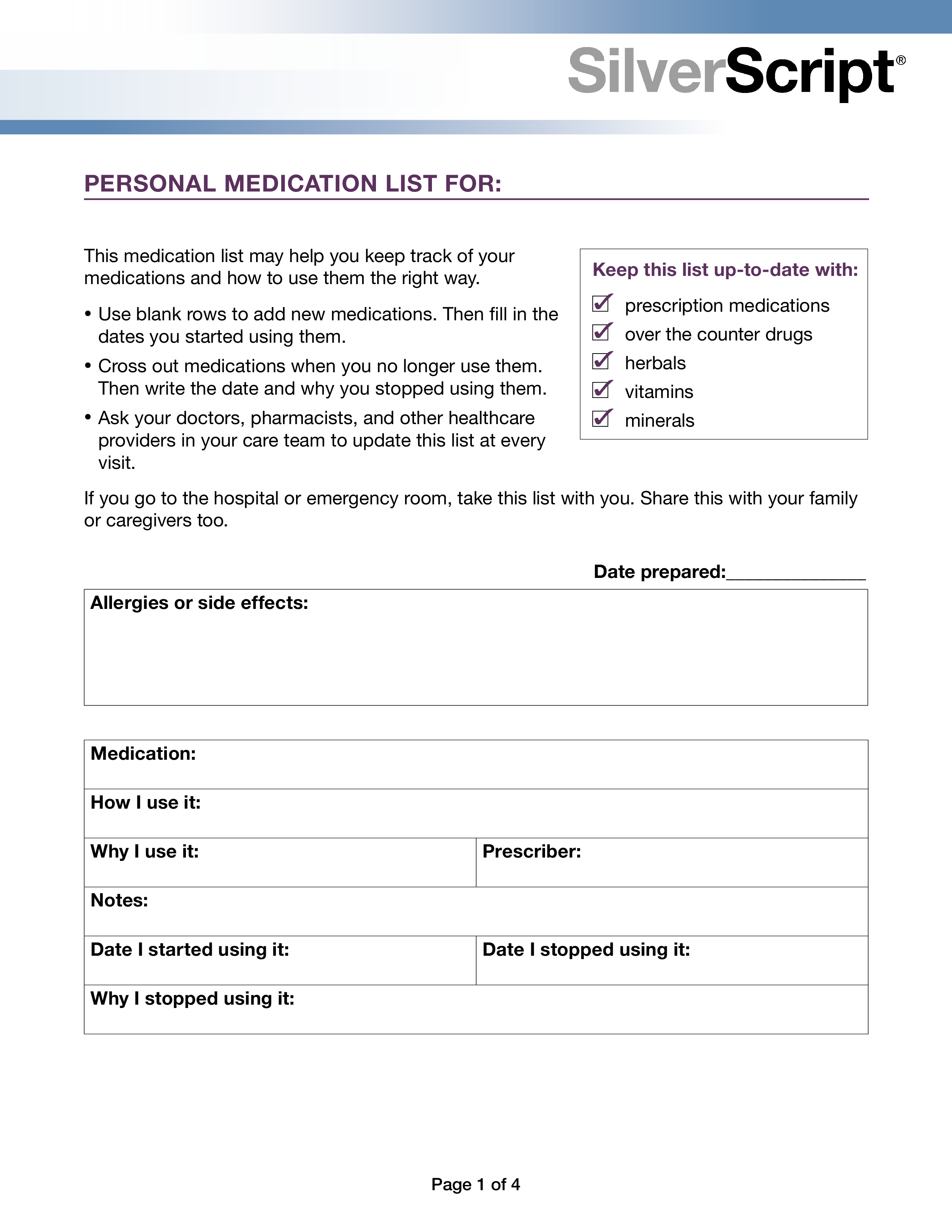 printable personal medication list voorbeeld afbeelding 