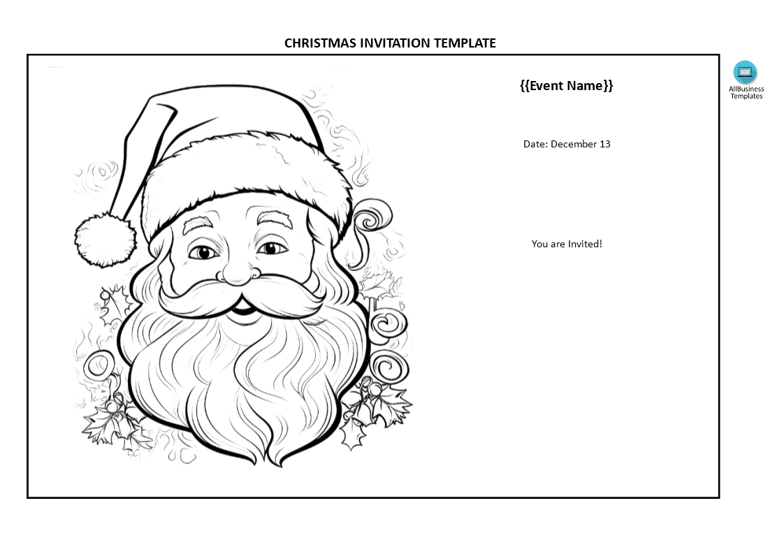 free christmas invitation templates word Hauptschablonenbild