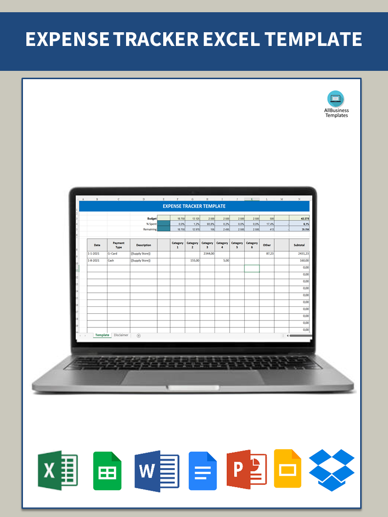 expense tracker template plantilla imagen principal