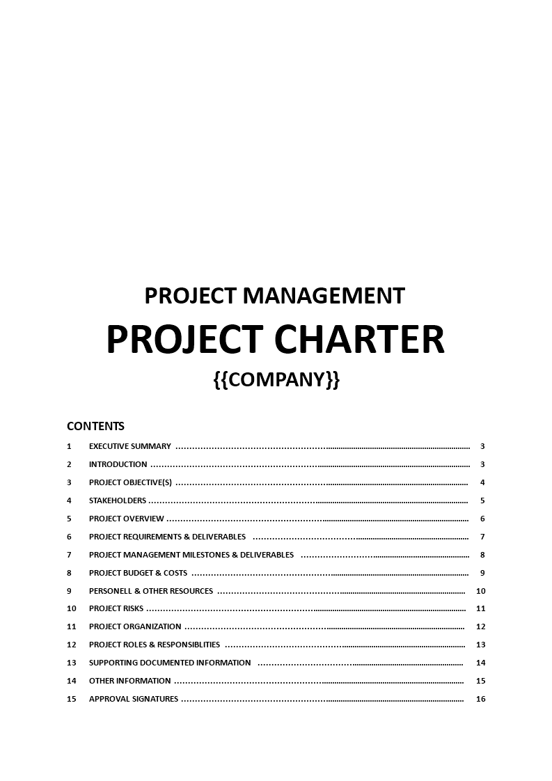 project charter template