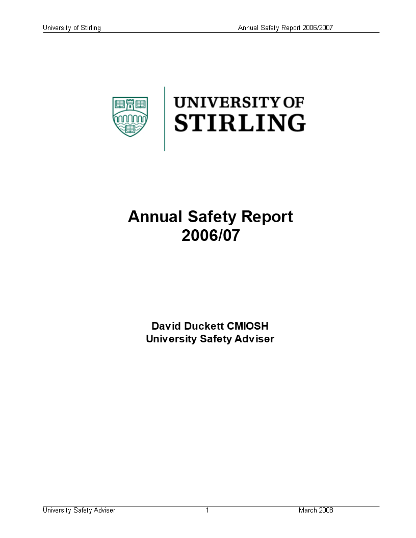 annual safety report Hauptschablonenbild