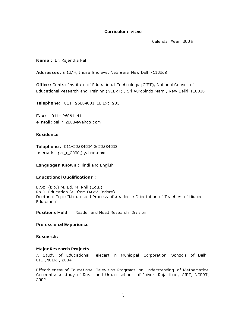 Resume Format For Primary Teacher main image