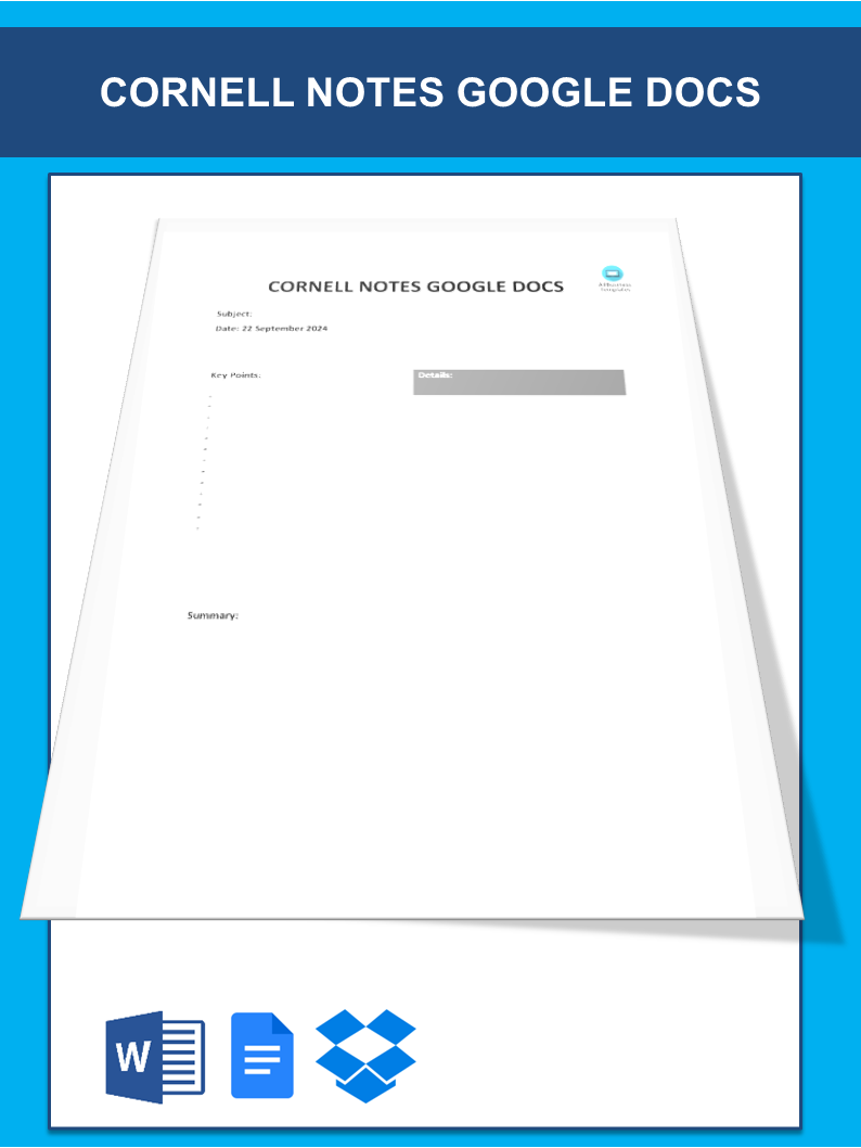 cornell notes template google docs Hauptschablonenbild