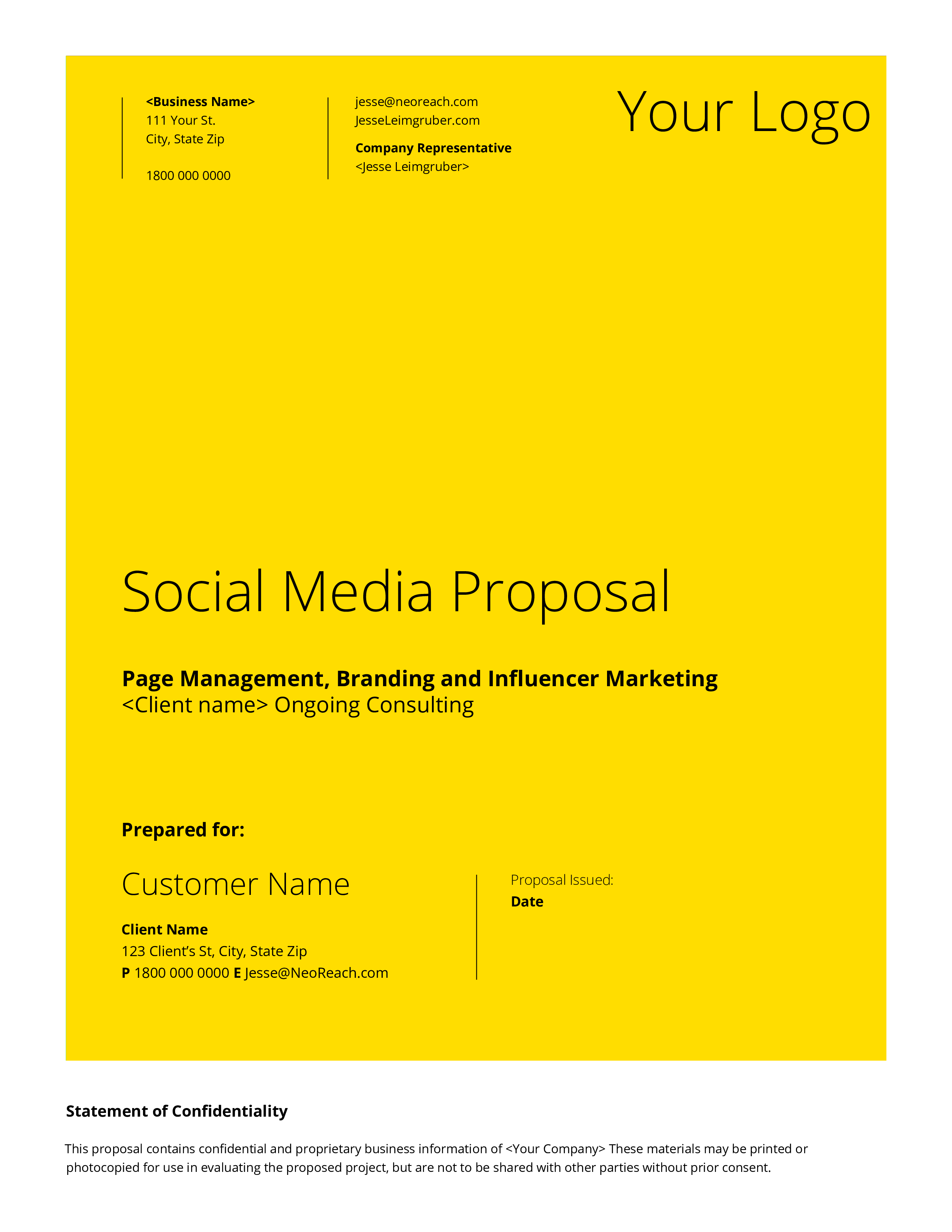 Kostenloses Social Media Management Proposal Regarding Social Media Proposal Template