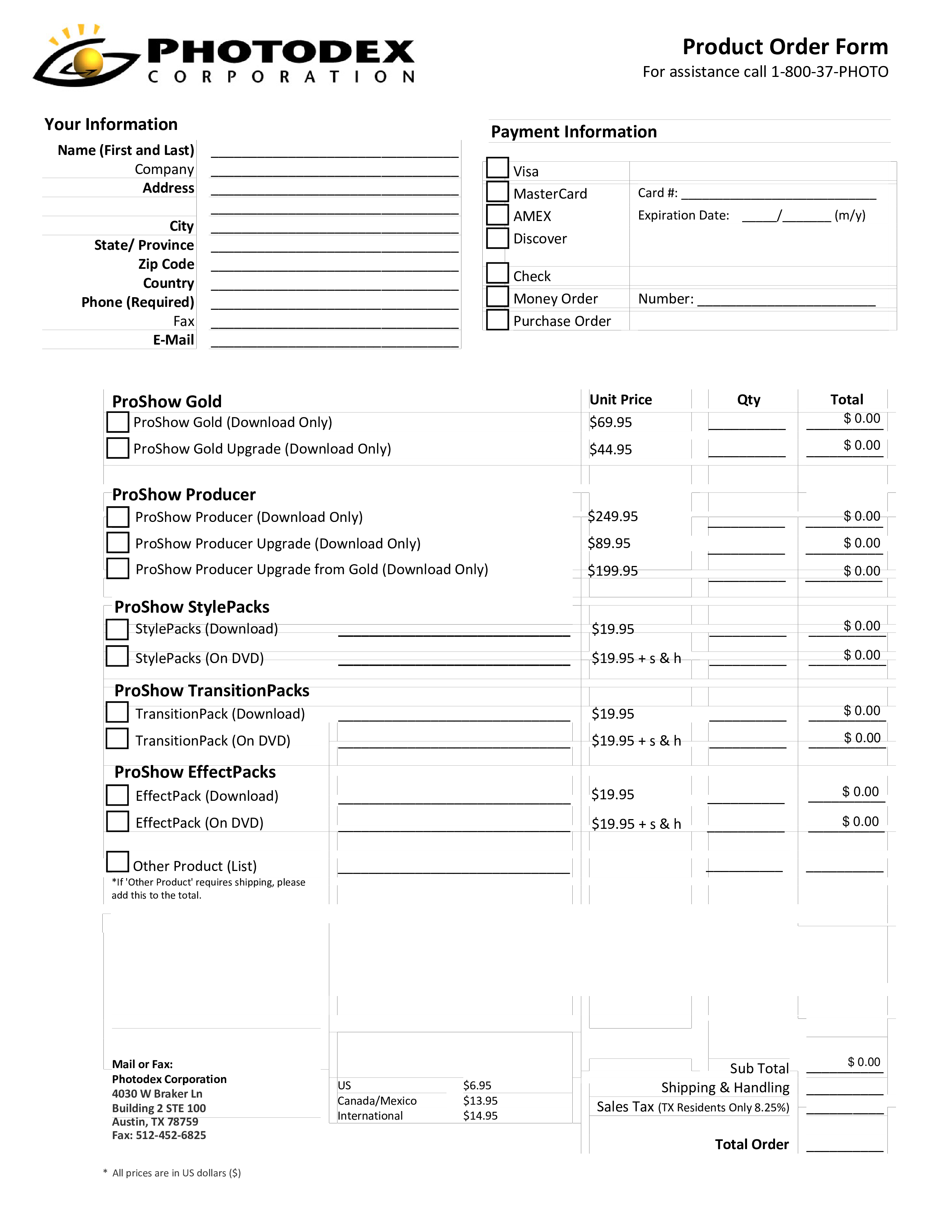 printable product order form template