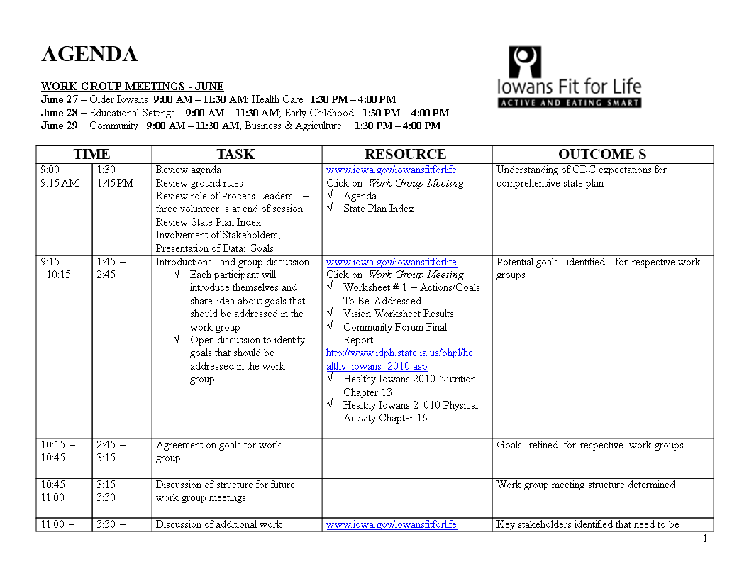 june month work group agenda voorbeeld afbeelding 