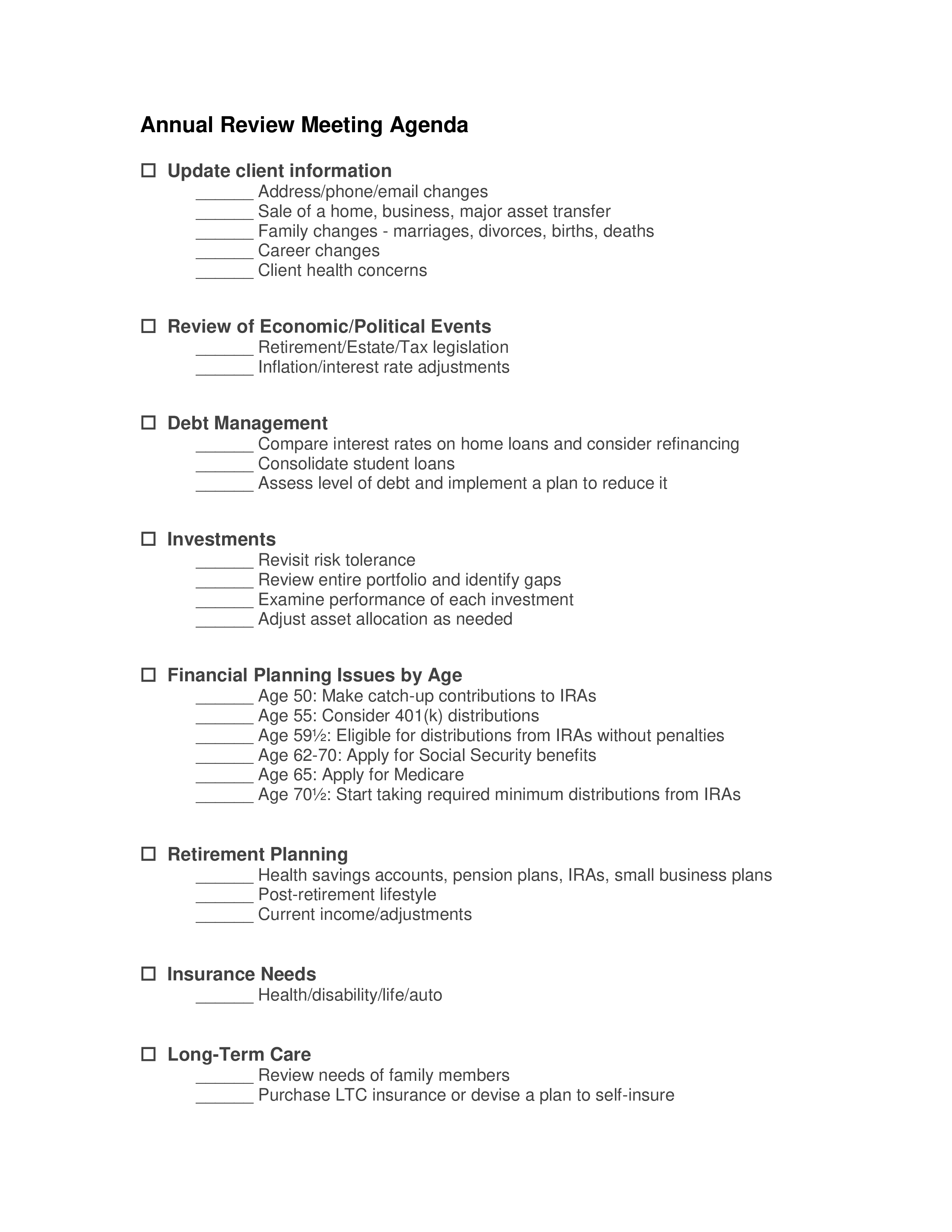 Annual Review Meeting Agenda Templates At Allbusinesstemplates
