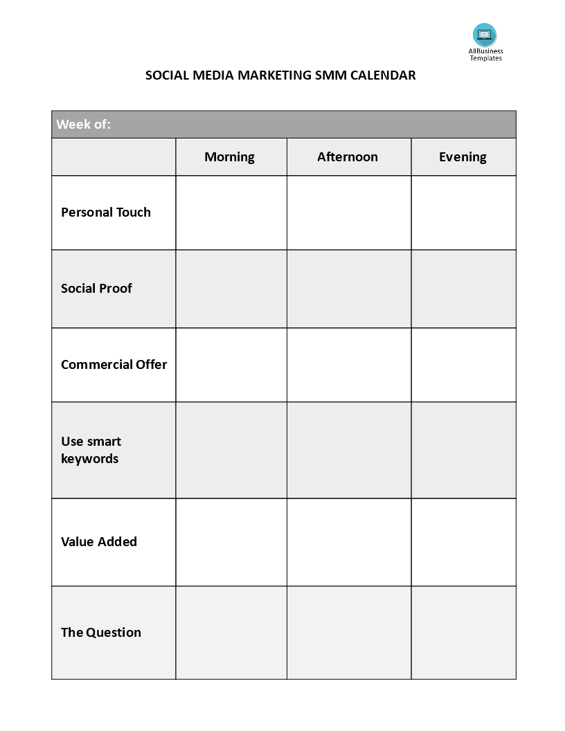 social media marketing calendar modèles