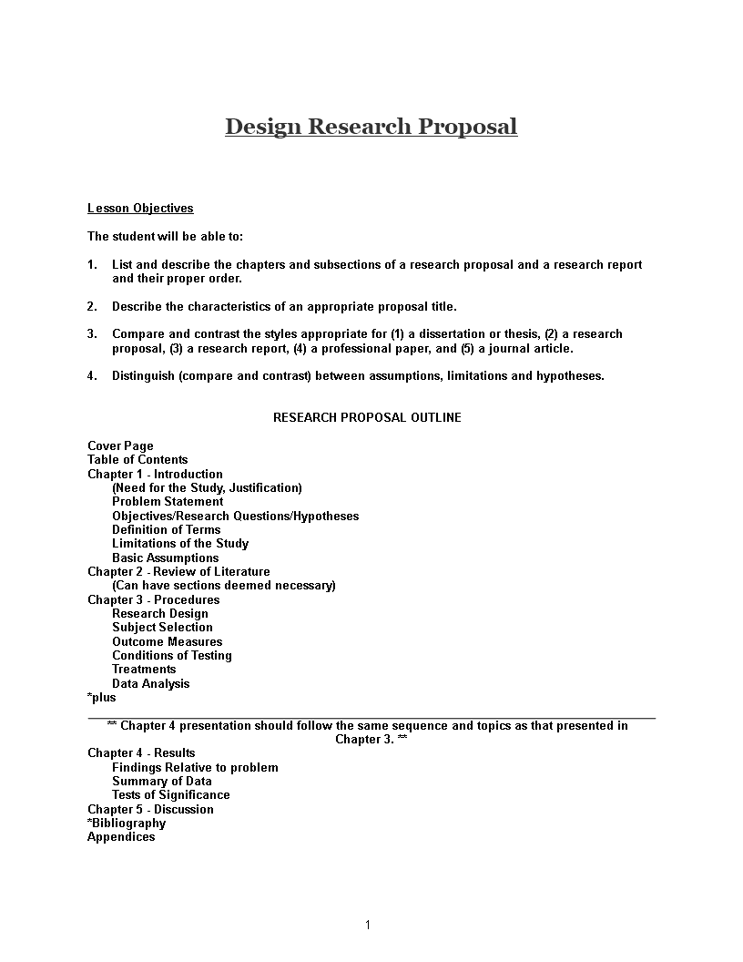 research proposal design definition design