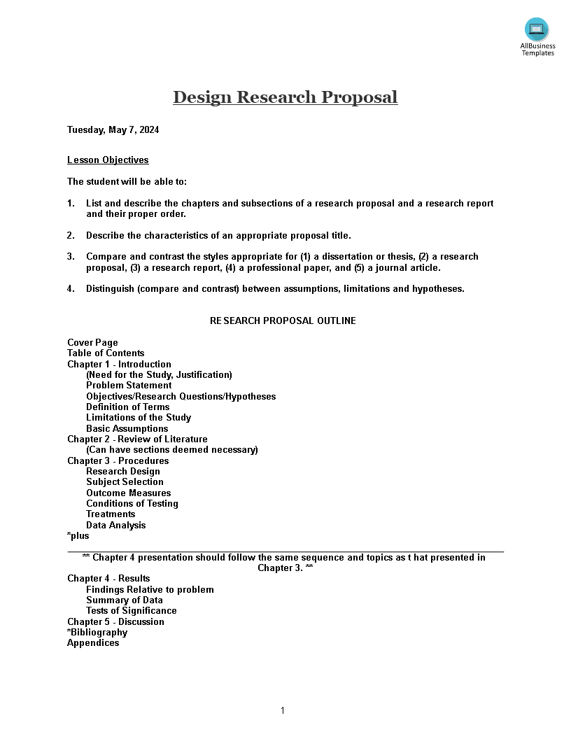 research proposal and design