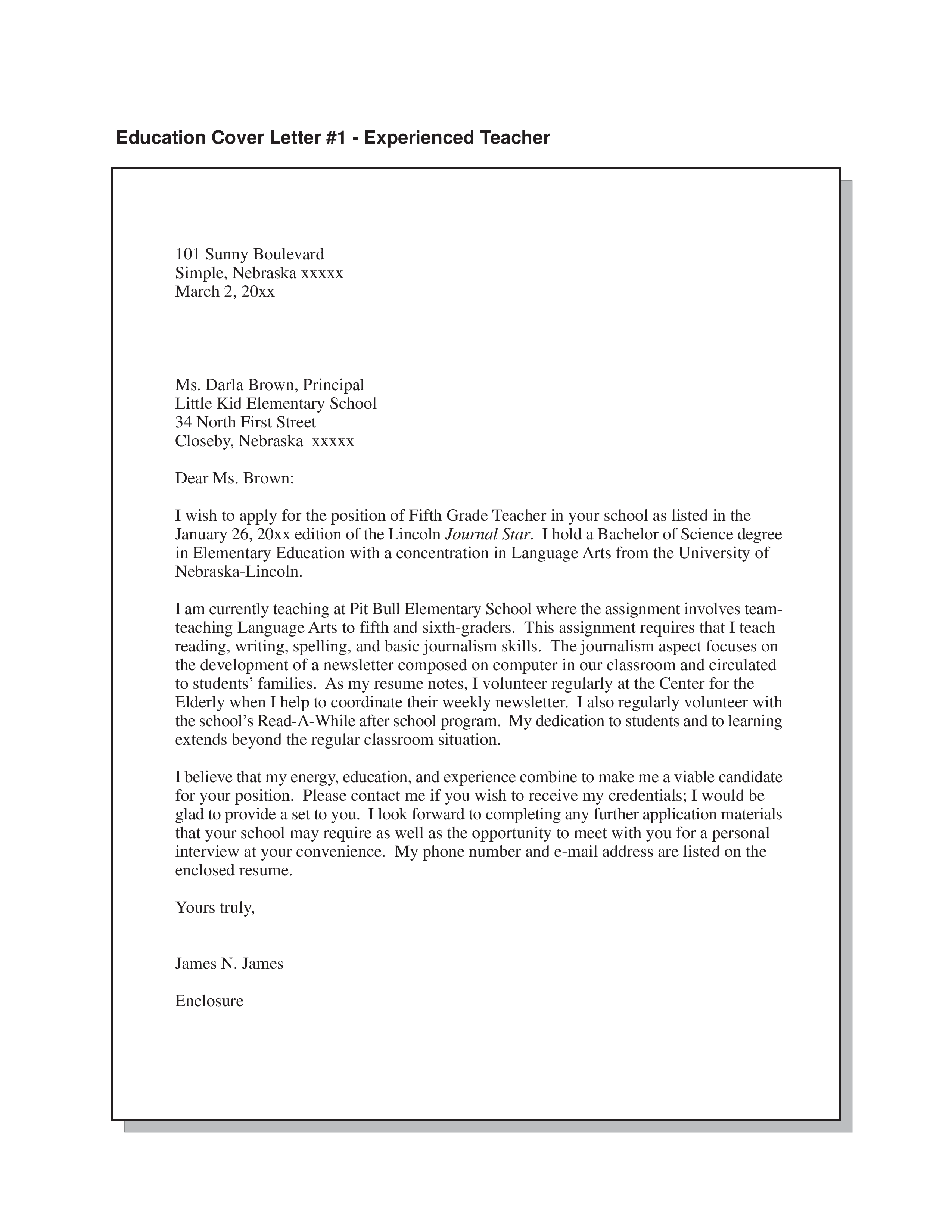 education cover letter format