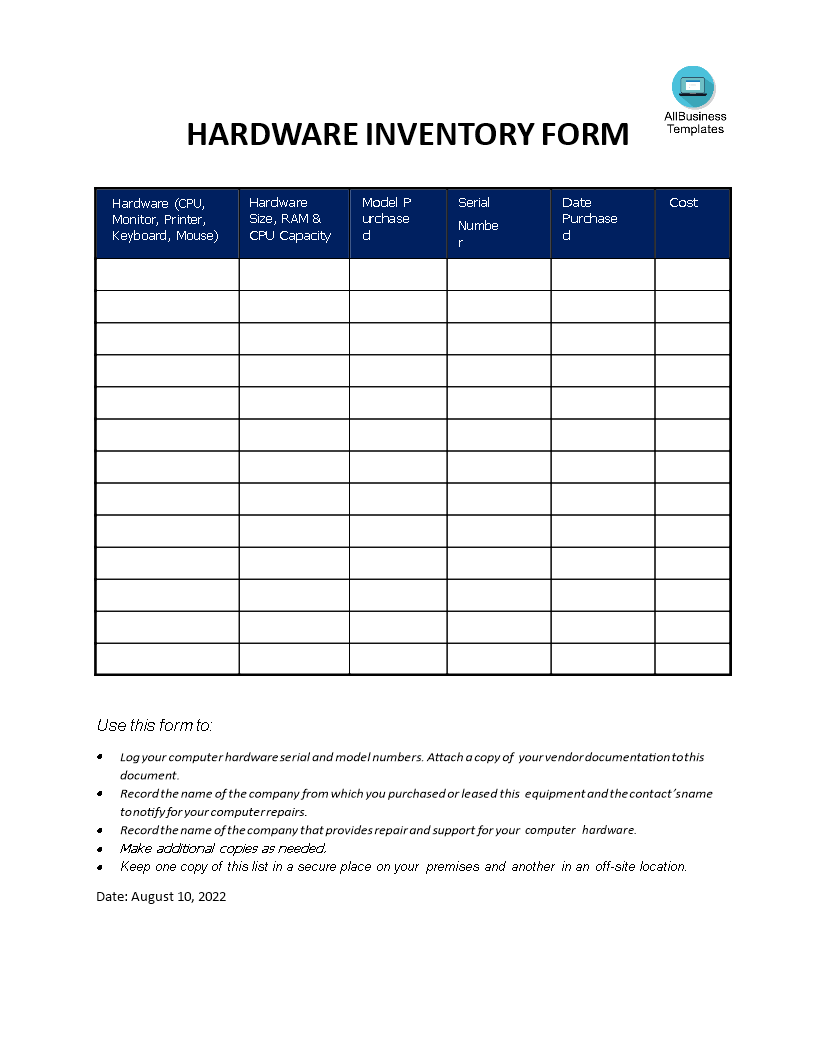 computer business inventory Hauptschablonenbild