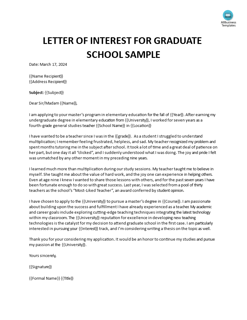 Letter Of Interest Education from www.allbusinesstemplates.com