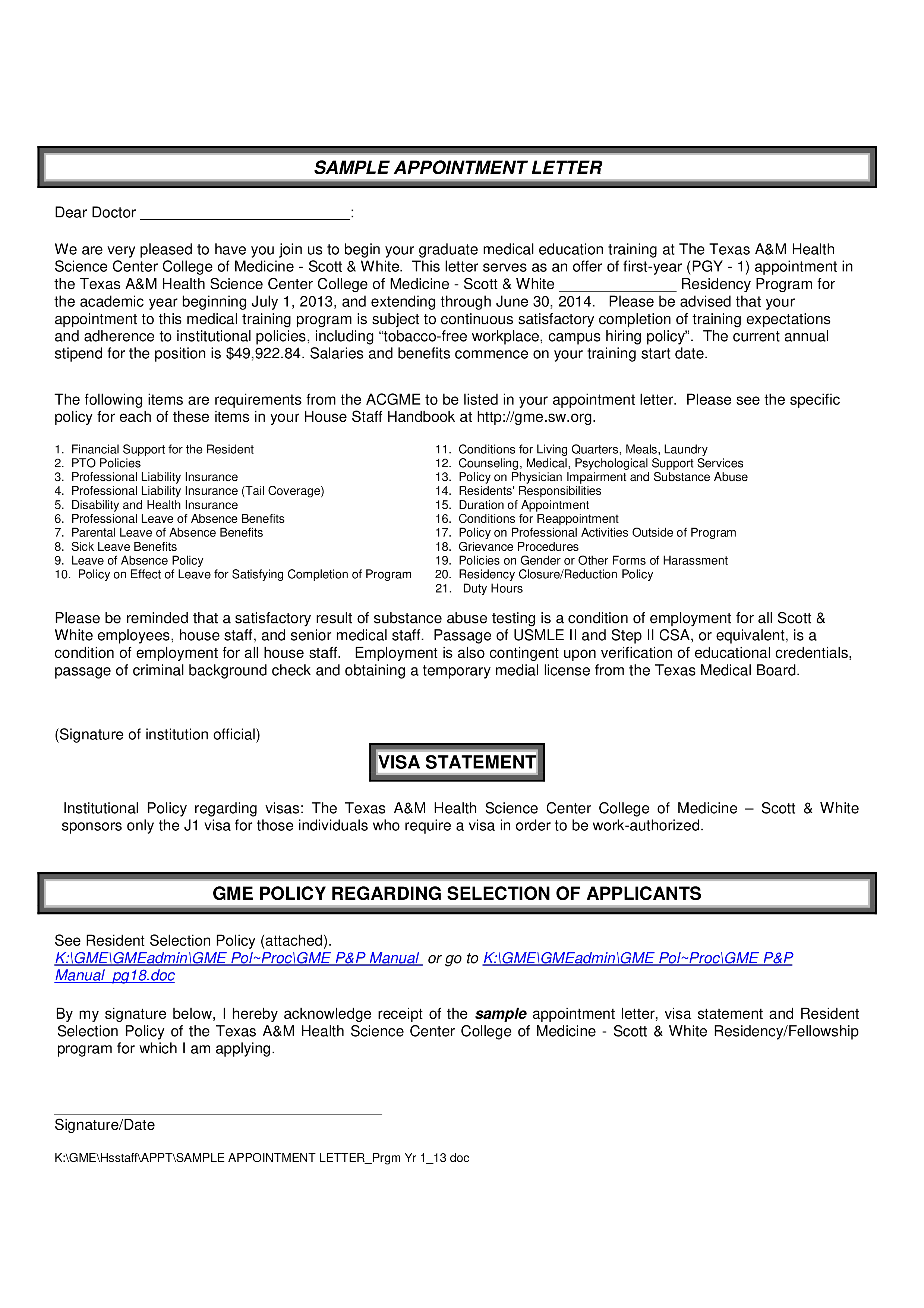 Sample Doctor Appointment Letter main image