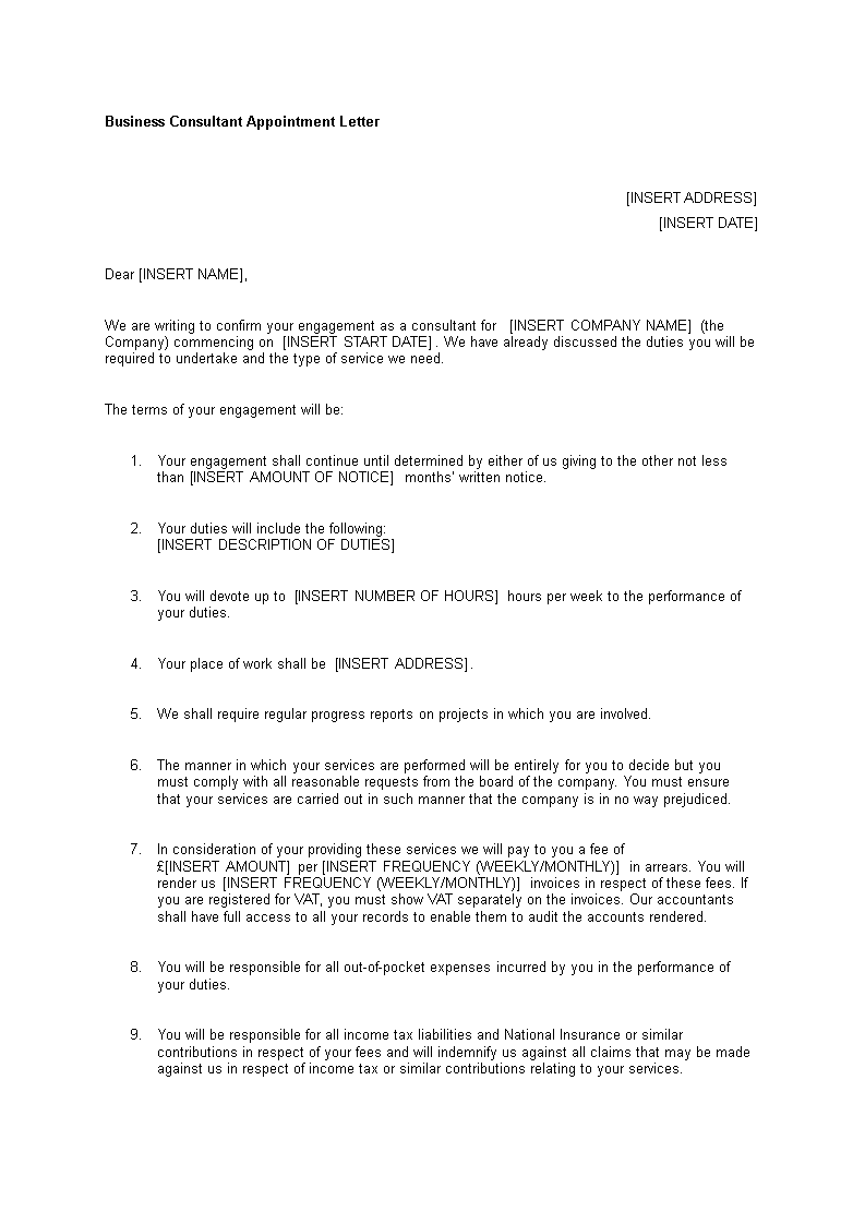 Business Consultant Appointment Letter main image