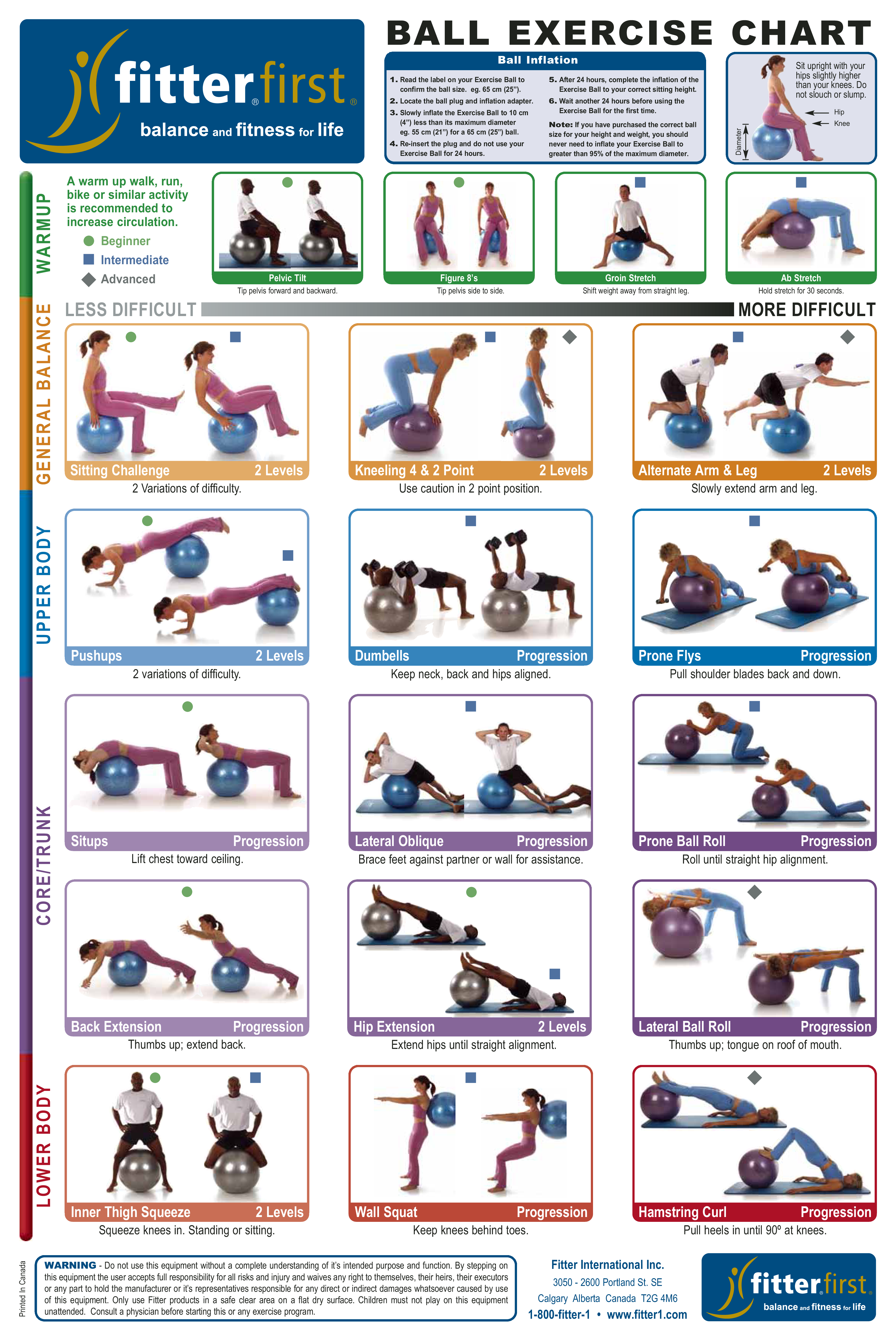 Exercise Ball Workout Chart