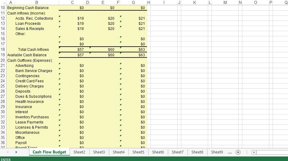 Cash Flow Budget Excel template main image