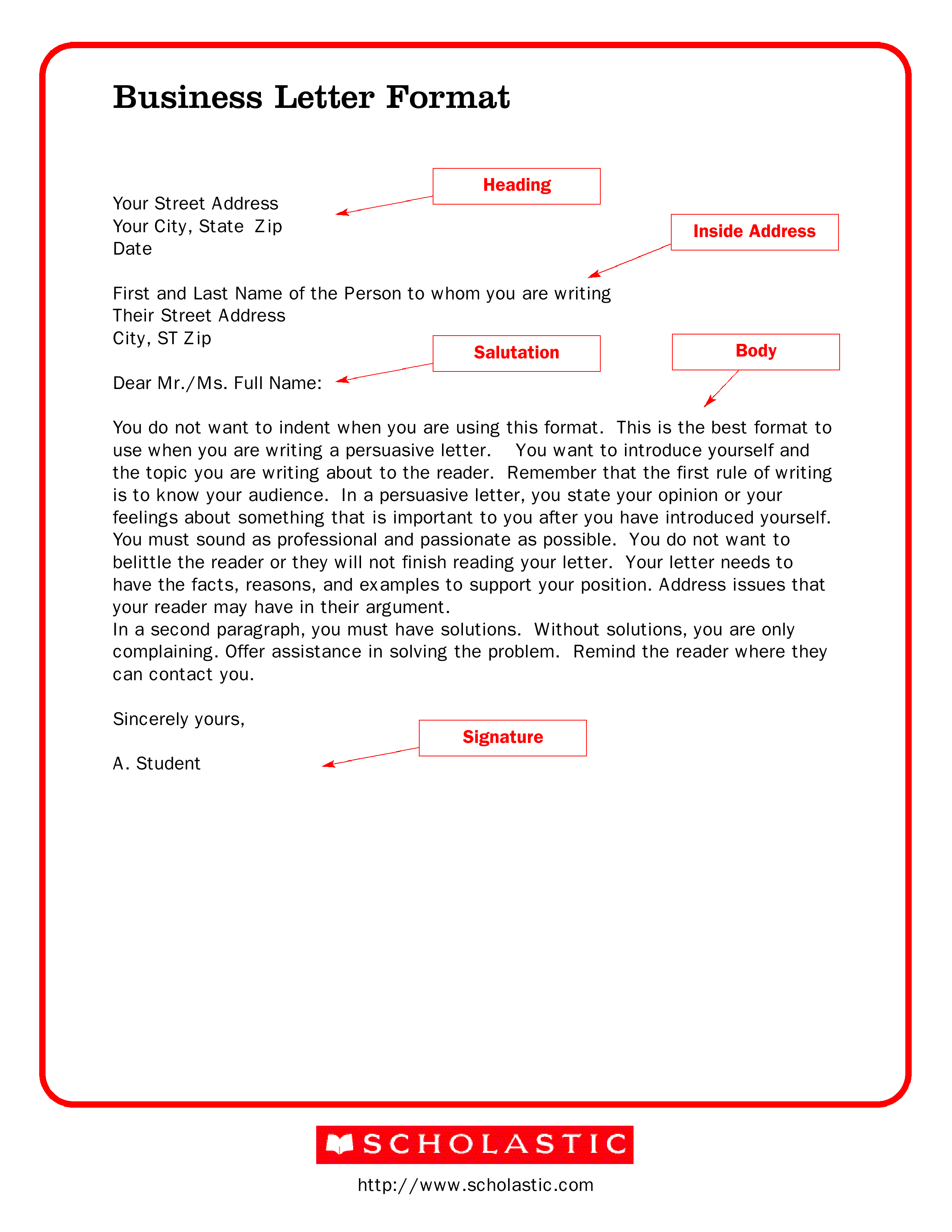 standard business letter format modèles