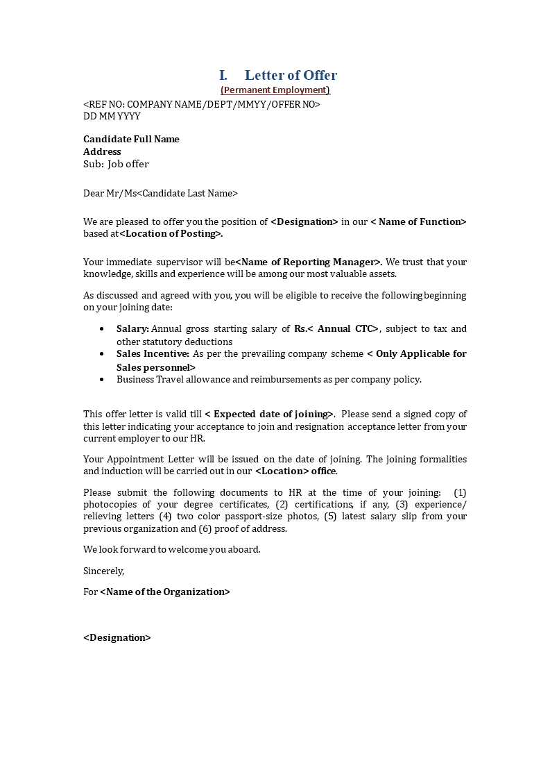 hotel employee appointment letter plantilla imagen principal