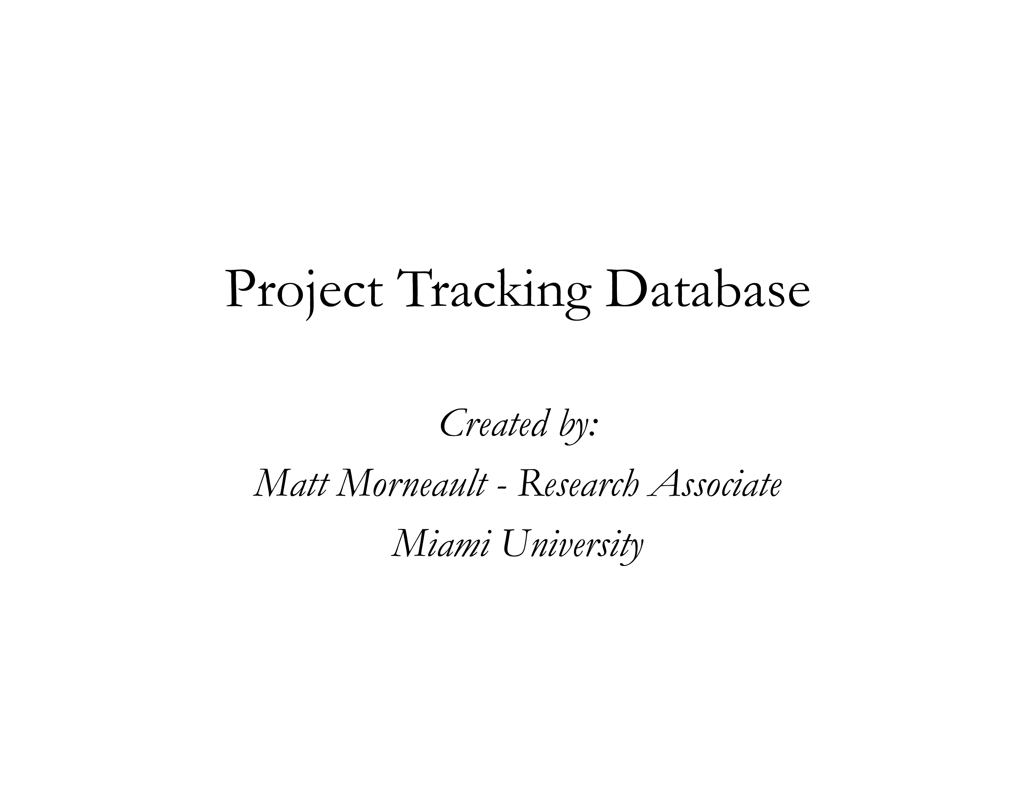 project tracking database Hauptschablonenbild