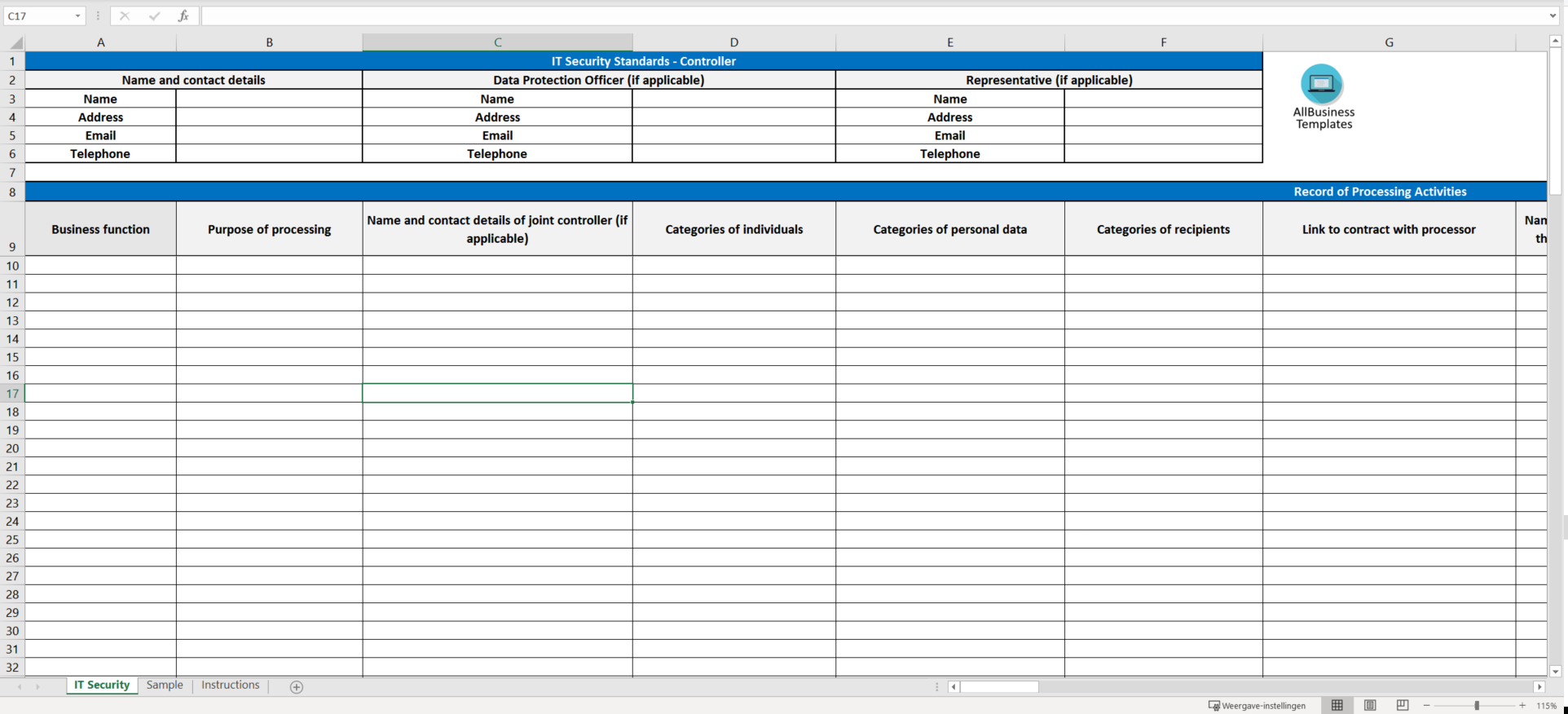 it security documentation controller voorbeeld afbeelding 