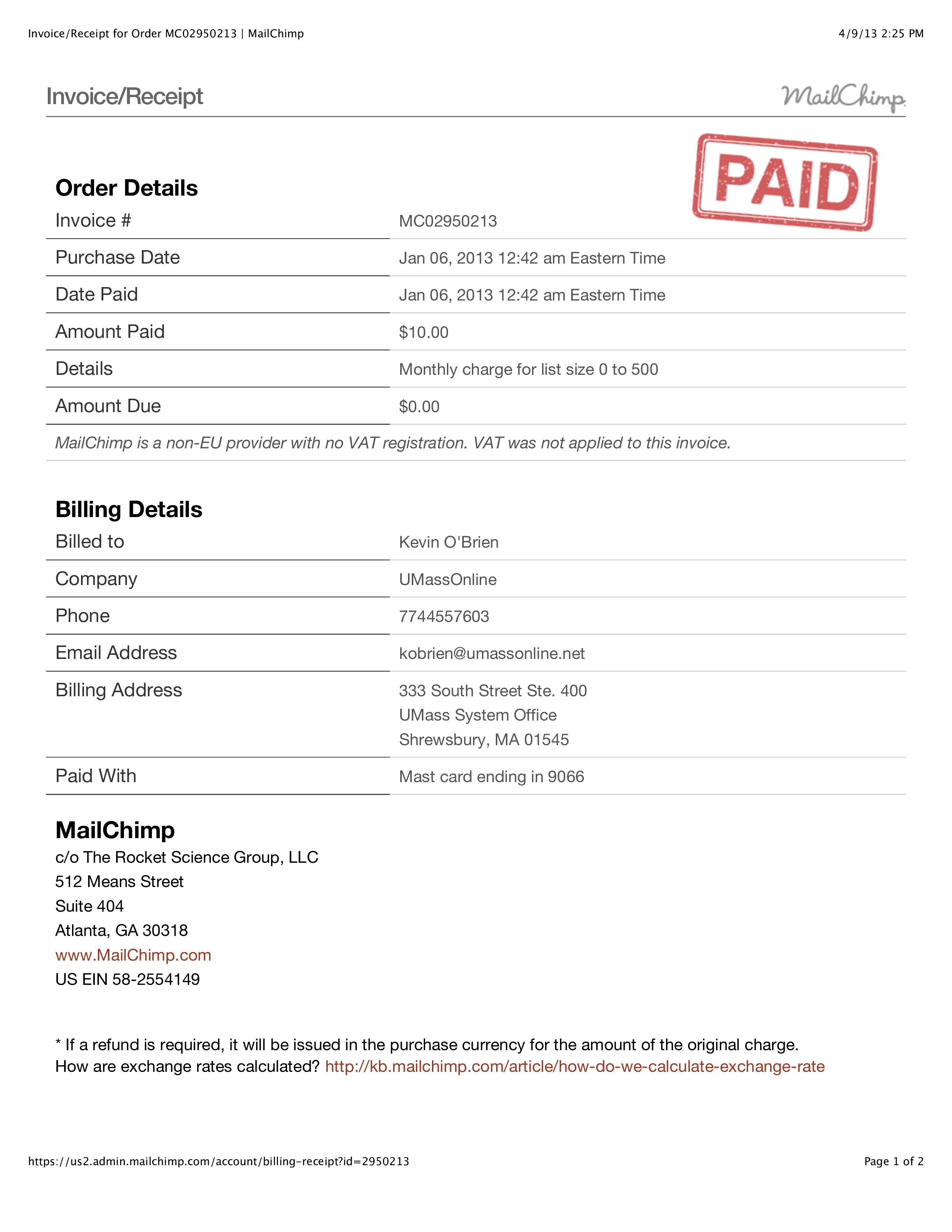 Order Invoice main image